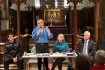Lisa with at St Andrews Church, Cobham, with other panellists