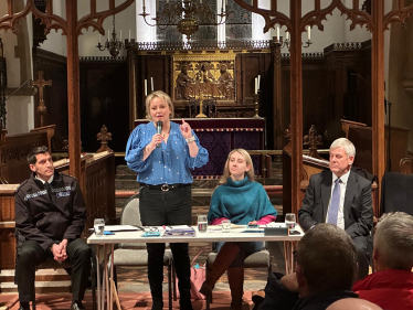 Lisa with at St Andrews Church, Cobham, with other panellists